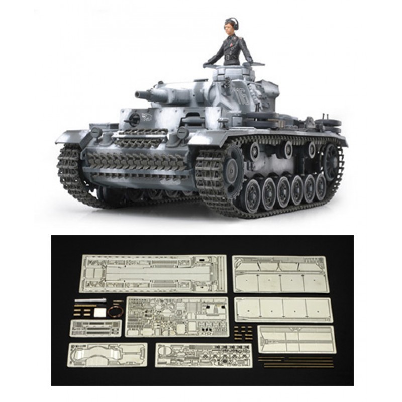 TAMIYA 田宫军士模型德国3号装甲战车中型坦克25159 1/35 ドイツIII号戦車N型（アベール社製エッチングパーツ/金属砲身付き） 1/35  GERMAN PANZERKAMPFWAGEN Ⅲ Ausf.N (w/A_静态模型_LXHOBBY-乐享模型-