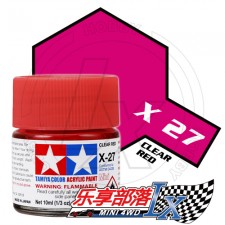 TAMIYA 田宫模型 水性漆 亮光 X27 光泽透明红 81527 Acryl...